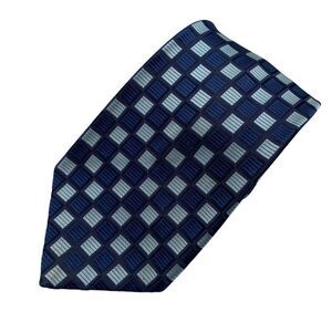 Vtg Wembley Men's Tie Necktie Wide Wemlon Polyester Blue Black Squares Mod Disco